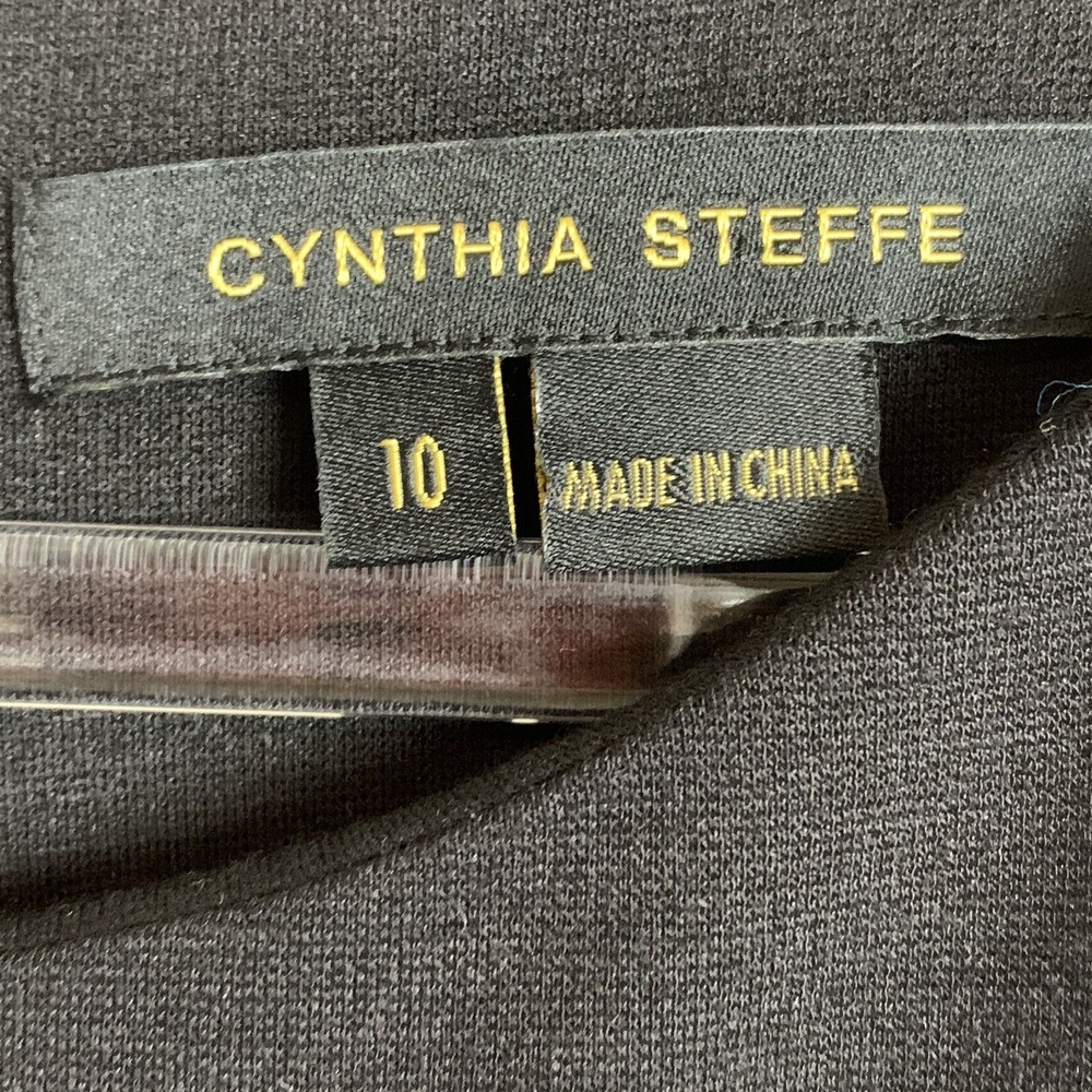 Cynthia Steffe Shift Black Brown Trim Ponte Stretch Dress Size 10 - Picture 5 of 8